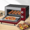 Mini-oven 10 Liter, 650 Watt Broodroosteroven, 100-230 °C, 60 Minuten Rood + Zwart 2