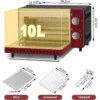 Mini-oven 10 Liter, 650 Watt Broodroosteroven, 100-230 °C, 60 Minuten Rood + Zwart 3