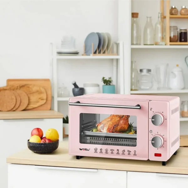 Mini-oven 10 Liter, 650 Watt Broodroosteroven, 100-230 °C, 60 Minuten Roze 2