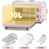 Mini-oven 10 Liter, 650 Watt Broodroosteroven, 100-230 °C, 60 Minuten Roze 3