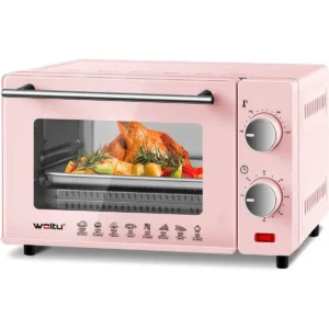 Mini-oven 10 Liter, 650 Watt Broodroosteroven, 100-230 °C, 60 Minuten Roze 1