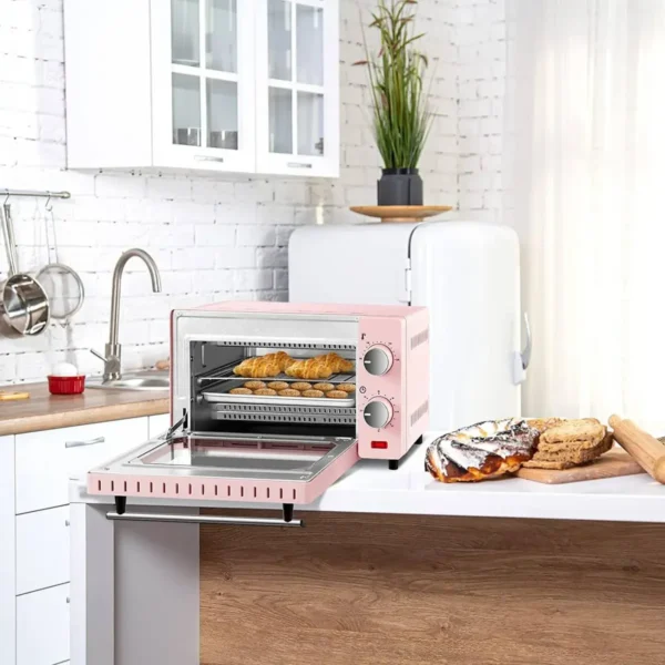 Mini-oven 10 Liter, 650 Watt Broodroosteroven, 100-230 °C, 60 Minuten Roze 8