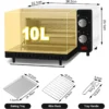 Mini-oven 10 Liter, 650 Watt Broodroosteroven, 100-230 °C, 60 Minuten Zwart En Wit 6