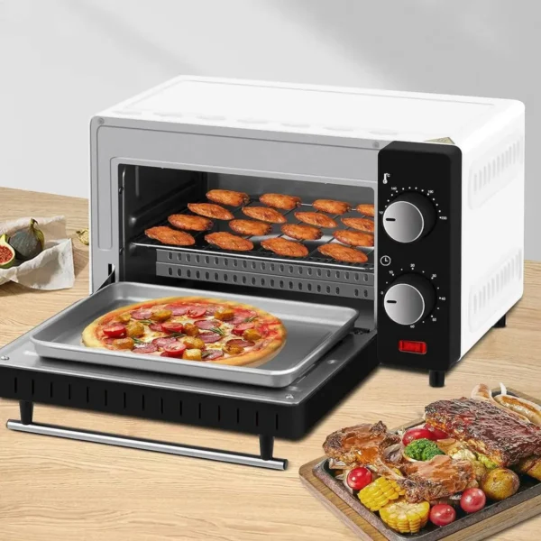 Mini-oven 10 Liter, 650 Watt Broodroosteroven, 100-230 °C, 60 Minuten Zwart En Wit 7