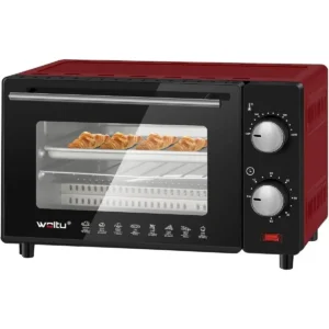 Mini-oven 10 Liter, 650 Watt Broodroosteroven Pizzaoven Bakplaat Met Timer Rood 1