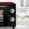 Mini-oven 10 Liter, 650 Watt Broodroosteroven Pizzaoven Bakplaat Met Timer Rood 5