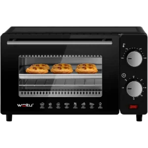 Mini-oven 10 Liter, 650 Watt Broodroosteroven Pizzaoven Bakplaat Met Timer Zwart 1