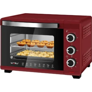 Mini-oven 21 L, 1280 W, 100-230 °C, Timer 60 Minuten, Boven-/onderwarmte, Dubbel Glas Rood 1