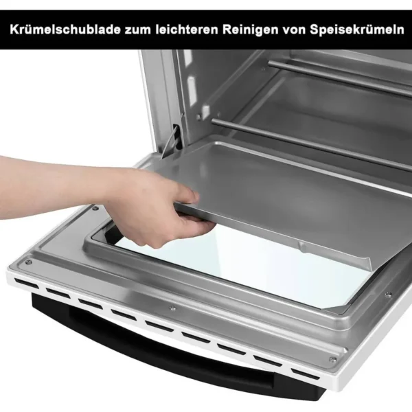 Mini-oven 21 L, 1280 W, 100-230 °C, Timer 60 Minuten, Boven-/onderwarmte, Dubbel Glas Wit 9