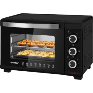 Mini-oven 21 L, 1280 W, 100-230 °C, Timer 60 Minuten, Boven-/onderwarmte, Zwart Dubbel Glas 1