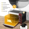 Mini-oven 28 L, Pizzaoven 1600 W, 100-230 °C, Timer 0-60 Min, 3 Verwarmingsmodi Rood-zwart 4