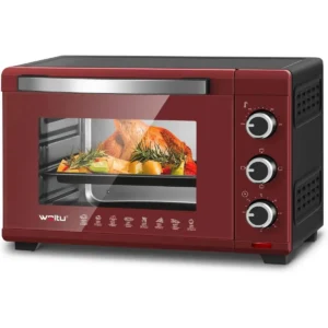 Mini-oven 28 L, Pizzaoven 1600 W, 100-230 °C, Timer 0-60 Min, 3 Verwarmingsmodi Rood-zwart 1