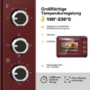 Mini-oven 28 L, Pizzaoven 1600 W, 100-230 °C, Timer 0-60 Min, 3 Verwarmingsmodi Rood-zwart 5