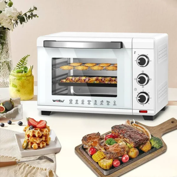 Mini-oven 28 L, Pizzaoven 1600 W, 100-230 °C, Timer 0-60 Min, 3 Verwarmingsmodi Wit 2