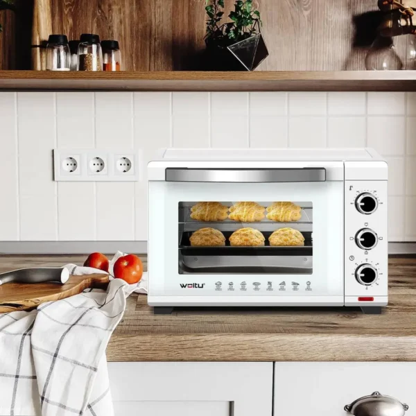 Mini-oven 28 L, Pizzaoven 1600 W, 100-230 °C, Timer 0-60 Min, 3 Verwarmingsmodi Wit 4