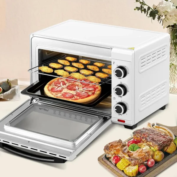 Mini-oven 28 L, Pizzaoven 1600 W, 100-230 °C, Timer 0-60 Min, 3 Verwarmingsmodi Wit 6