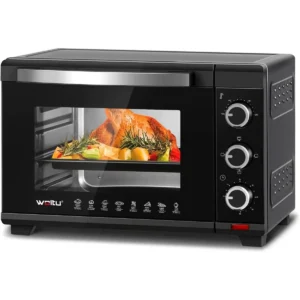 Mini-oven 28 L, Pizzaoven 1600 W, 100-230 °C, Timer 0-60 Min, 3 Verwarmingsmodi Zwart 1