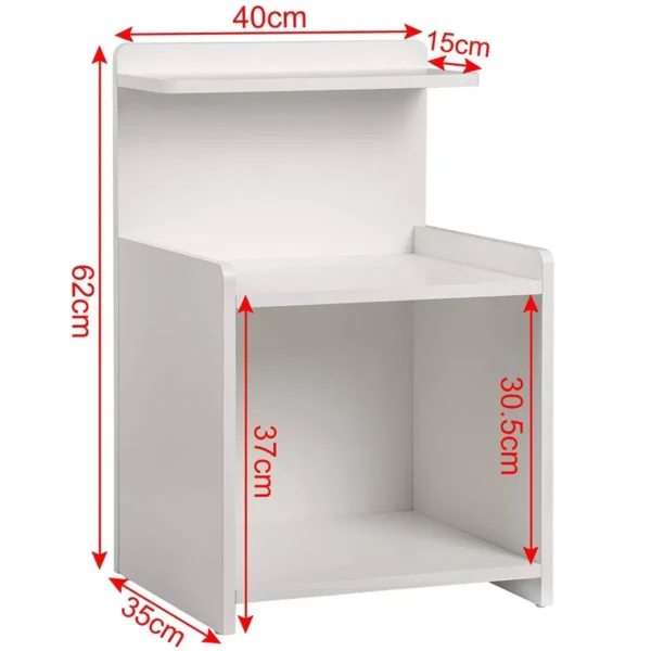 Nachtkastje, Bijzettafel Met Opbergruimte, MDF, 40x35x62cm, Wit 3