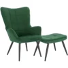 Ontspanningsfauteuil, Fauteuil, Vintage Retro Fauteuil, Gestoffeerde Fauteuil Met Kruk, Corduroy Groen 6