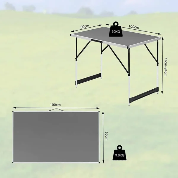 Opklapbare Tuintafel In Hoogte Verstelbaar Grijs 3