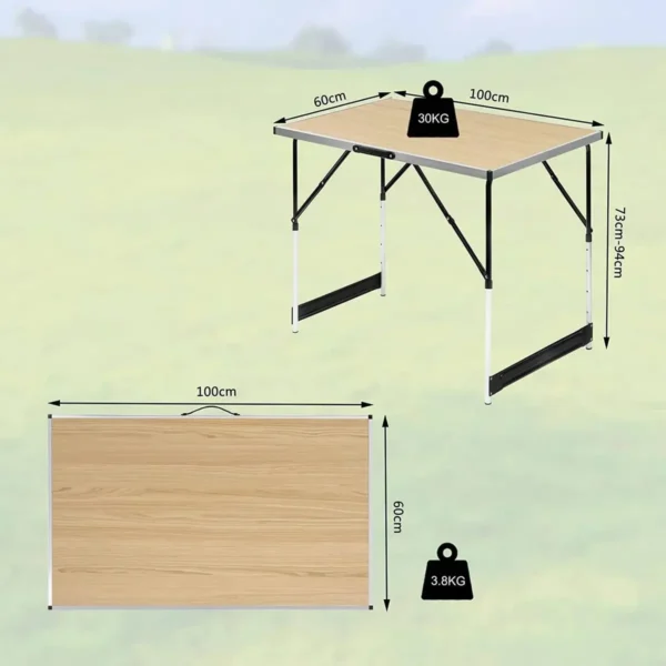 Opklapbare Tuintafel In Hoogte Verstelbaar Licht Eiken 3