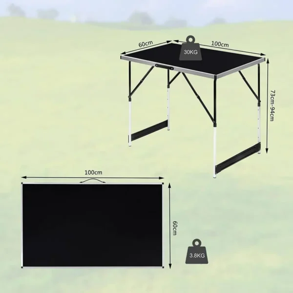 Opklapbare Tuintafel In Hoogte Verstelbaar Zwart 3