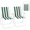 Opvouwbare Campingstoel, Set Van 2, Klapstoel, Comfortabel, Ultralicht Wit + Groen 1