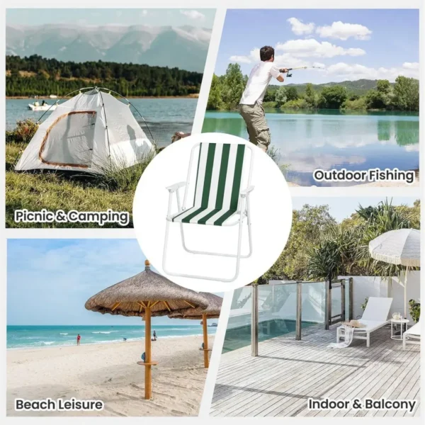 Opvouwbare Campingstoel, Set Van 2, Klapstoel, Comfortabel, Ultralicht Wit + Groen 9