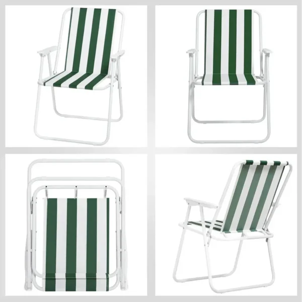 Opvouwbare Tuinstoel Set Van 4, Kunststof Stoel, Voor Tuin & Camping Wit + Groen 8