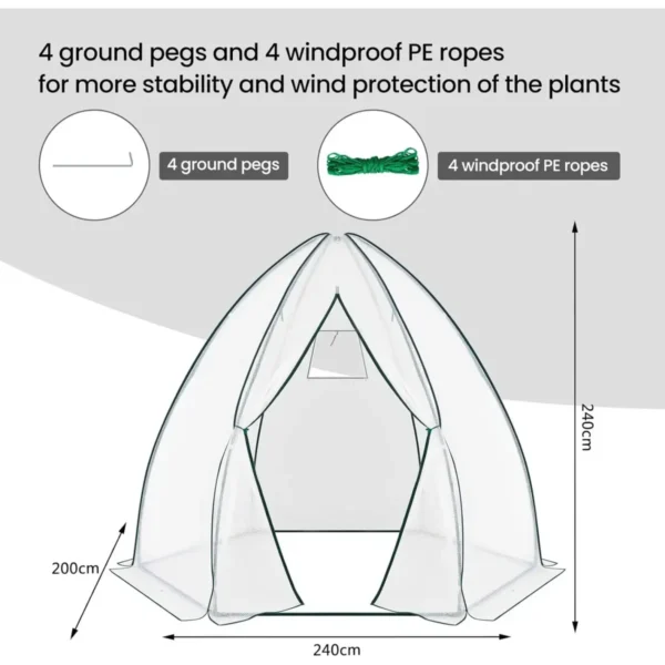 Overwintertent, Kas, Foliekas, Koudframe, Tomatenkas Wit 200x240cm 3