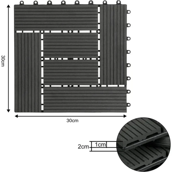 Pak Van 11 WPC Terrastegels Houtlook Vloertegels Kliktegels Vloerbedekking Antraciet 3