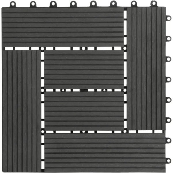 Pak Van 11 WPC Terrastegels Houtlook Vloertegels Kliktegels Vloerbedekking Antraciet 7