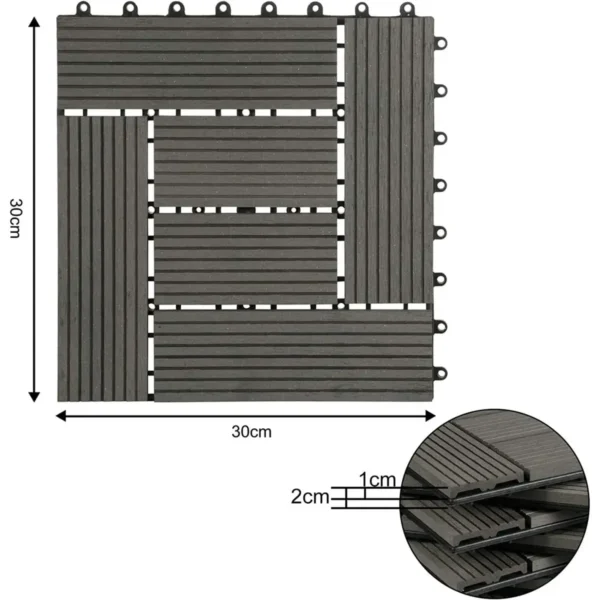 Pak Van 11 WPC Terrastegels Houtlook Vloertegels Kliktegels Vloerbedekking Grijs 3