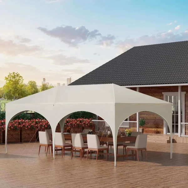 Paviljoen 3x6 M, Met 6 Zijwanden, Partytent, Waterafstotend, UV-bescherming 50+, In Hoogte Verstelbaar, Beige 2