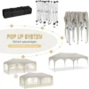 Paviljoen 3x6 M, Met 6 Zijwanden, Partytent, Waterafstotend, UV-bescherming 50+, In Hoogte Verstelbaar, Beige 5