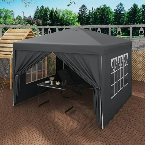 Prieel Pop-up Waterdichte Zonwering Camping Pagodetent 3 X 3 M Antraciet 2