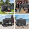 Prieel Pop-up Waterdichte Zonwering Camping Pagodetent 3 X 3 M Antraciet 4