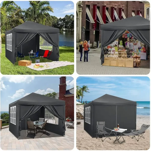 Prieel Pop-up Waterdichte Zonwering Camping Pagodetent 3 X 3 M Antraciet 4