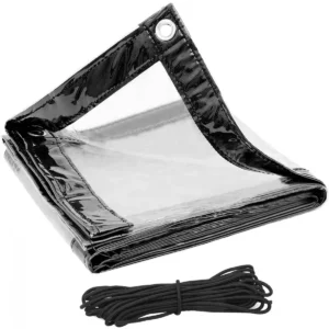 PVC Zeildoek Met Ogen En Touw, Waterdicht, Transparant, 2x1 M 1