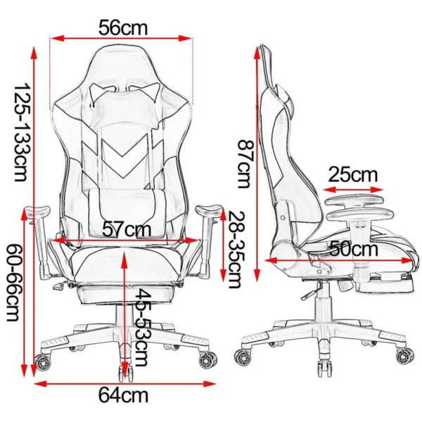 Racestoel Gemaakt Van Kunstleer Model BS20 Rood 3