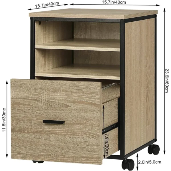 Rolcontainer Met Lade, Verrijdbare Archiefkast Met 2 Open Vakken, 40x60x40 Cm 3