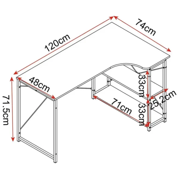 Ruim Werktafelbureau Met Twee Planken Licht Eiken + Wit 4