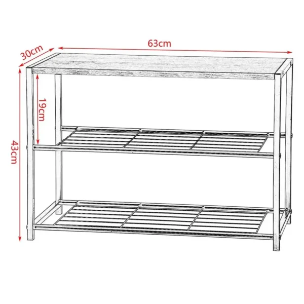 Schoenenbank Schoenenrek Badkamerplank Met Zitting Zwart + Eiken 63x30x43cm 3