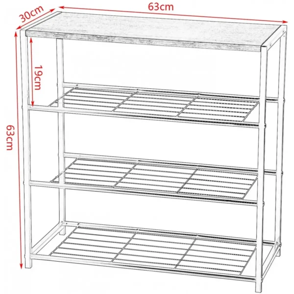 Schoenenbank Schoenenrek Badkamerplank Met Zitting Zwart + Eiken 63x30x63cm 3