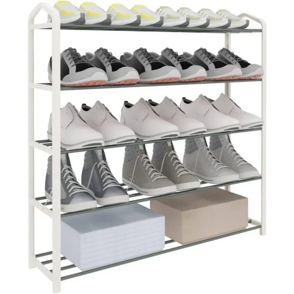 Schoenenrek Met 5 Planken Voor 20 Paar Schoenen, XXL Standplanken, 79x19,5x79cm Crème 6