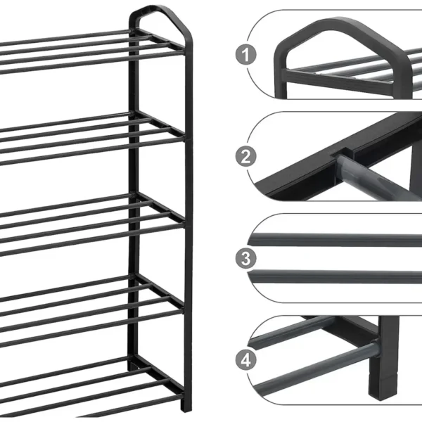 Schoenenrek Met 5 Planken Voor 20 Paar Schoenen, XXL Standplanken, 79x19,5x79cm Grijs 4