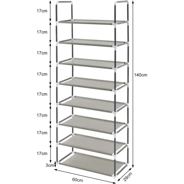 Schoenenrek, Schoenenrek, Insteekplank, XXL 8 Lagen Voor 24 Paar Schoenen, Grijs 3