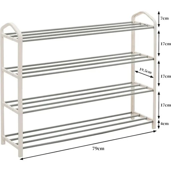 Schoenenrek, Schoenenrek, Standaard, Planken, 4 Lagen Voor 16 Paar Schoenen, 79x19,5x62cm Crème 3