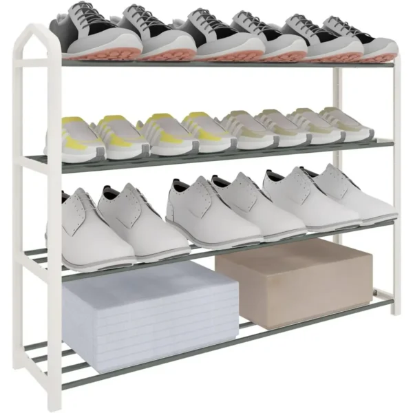 Schoenenrek, Schoenenrek, Standaard, Planken, 4 Lagen Voor 16 Paar Schoenen, 79x19,5x62cm Crème 6