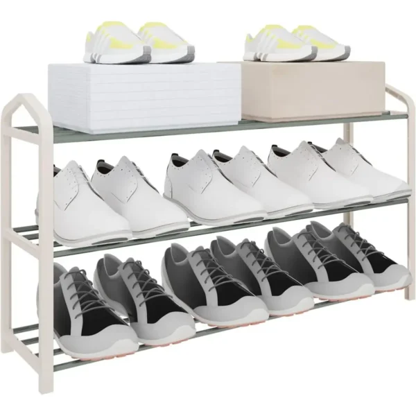 Schoenenrek, Schoenenrekstandaard, 3 Lagen Voor 12 Paar Schoenen, XXL-standaard, Planken, Crème 6